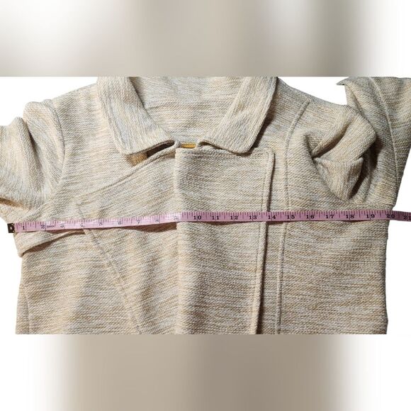 Anthropologie Dolan Jacket Crop Cotton Tweed Knit Cream Natural Slouchy Wrap‎ M - Picture 8 of 10